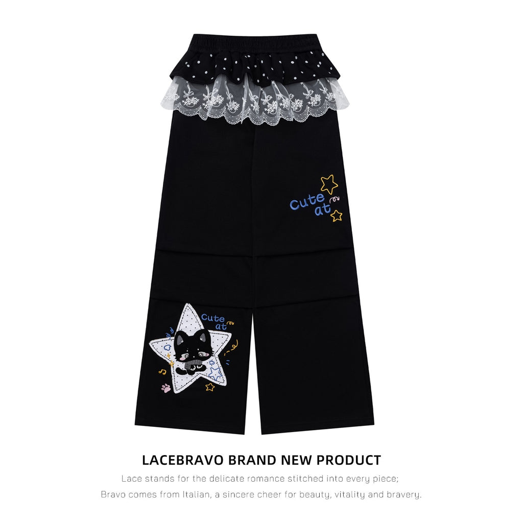 LaceBravo_Cartoon_Star_Embroidered_Lace_Panel_Women's_Cotton_Wide-leg_Pants_1076997950913_MISSTT