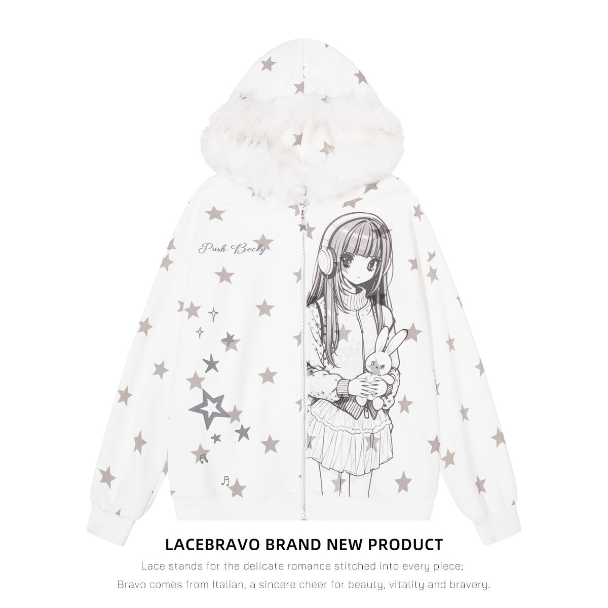 LaceBravo_Cartoon_Star_Print_Faux_Fur_Trim_Hooded_Loose_Cotton_Women's_Zip-up_Hoodies_1083415566996_MISSTT