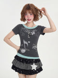 LaceBravo_Cropped_Star_Print_Faux_Two_Piece_Patchwork_Women's_Slim_T-shirts_1043276893206_MISSTT