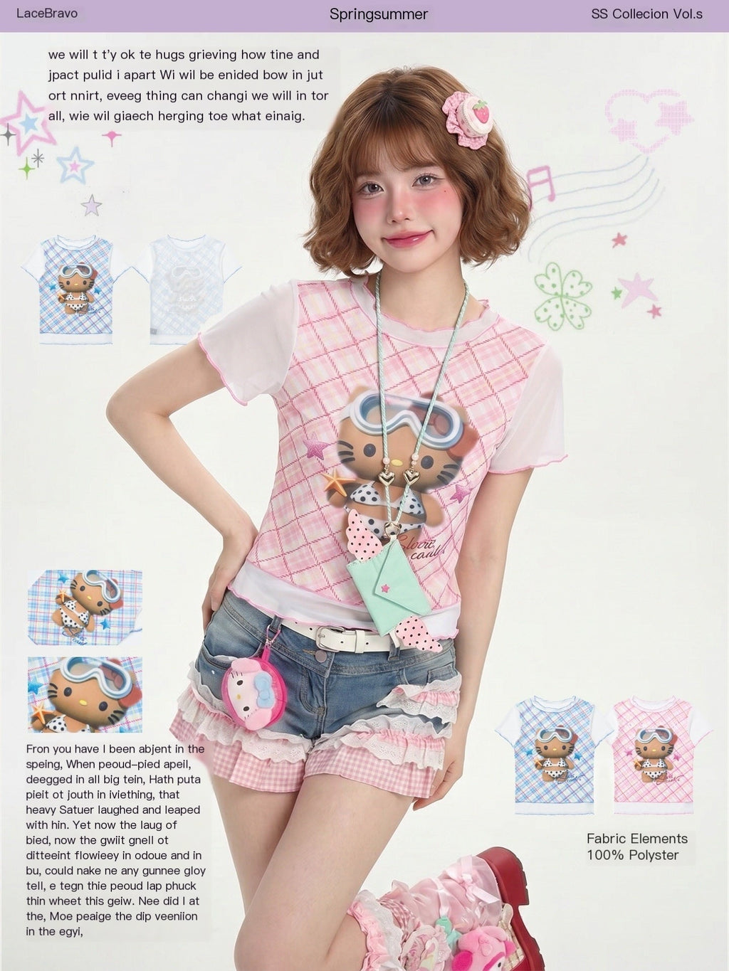LaceBravo_Cute_Kitty_Print_Ruffle_Trim_Slim_Fit_Women's_Short_Sleeve_T-shirts_1047521151737_MISSTT
