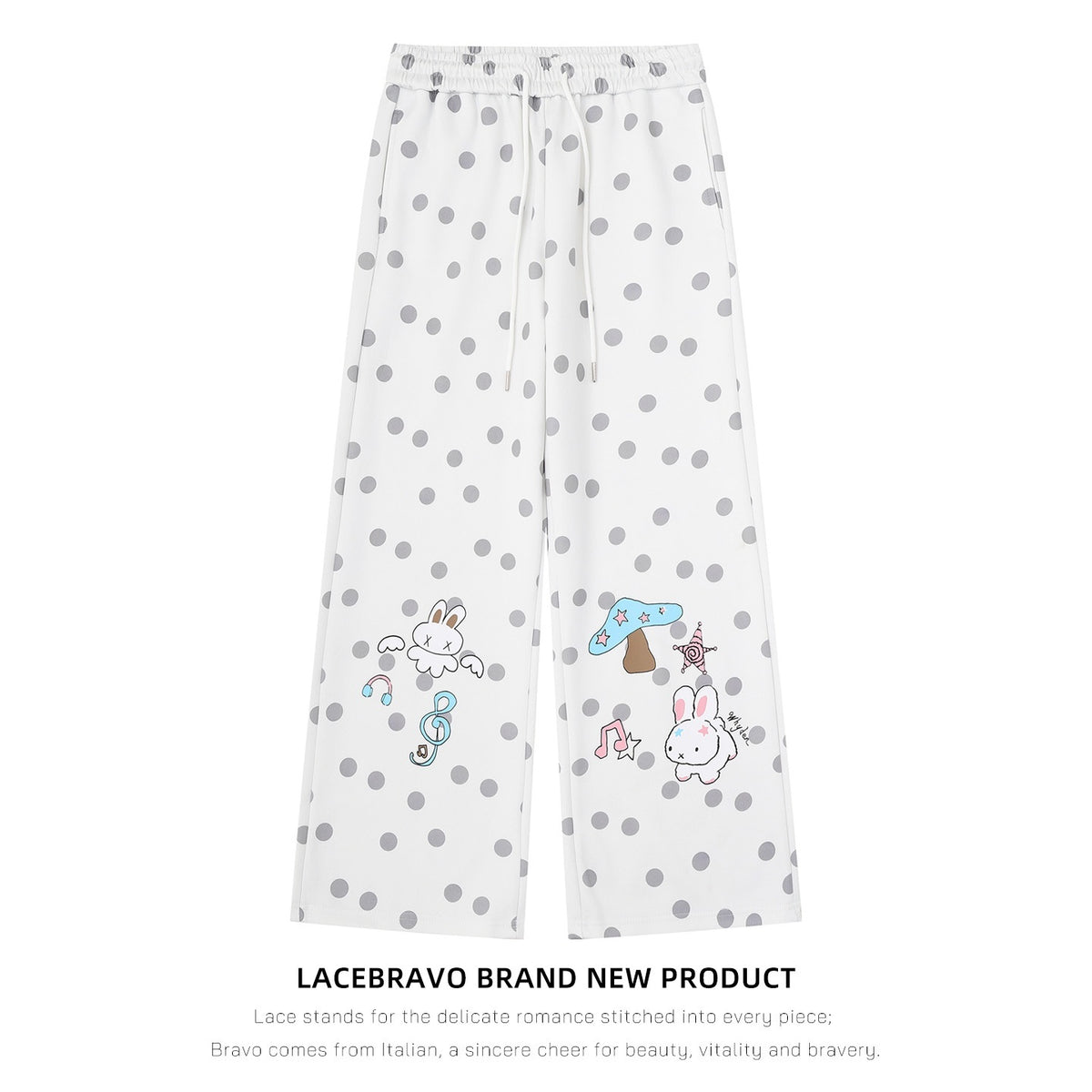 LaceBravo_Cute_Polka_Dot_Cartoon_Print_Drawstring_Straight_Leg_Women's_Polyester_Sweatpants_1079341041841_MISSTT