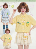 LaceBravo Embroidered Plaid Cartoon Loose Women's Short Sleeve T-shirts