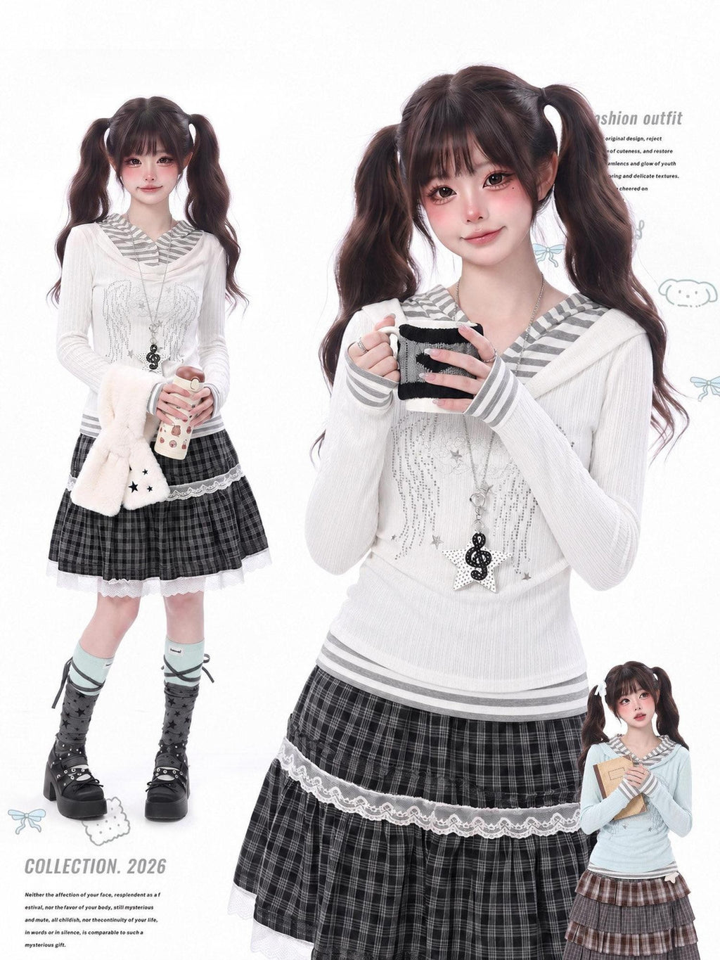 LaceBravo Faux Layered Striped Splice Lace Women's Knitted Slim Fit Long Sleeve T-shirts