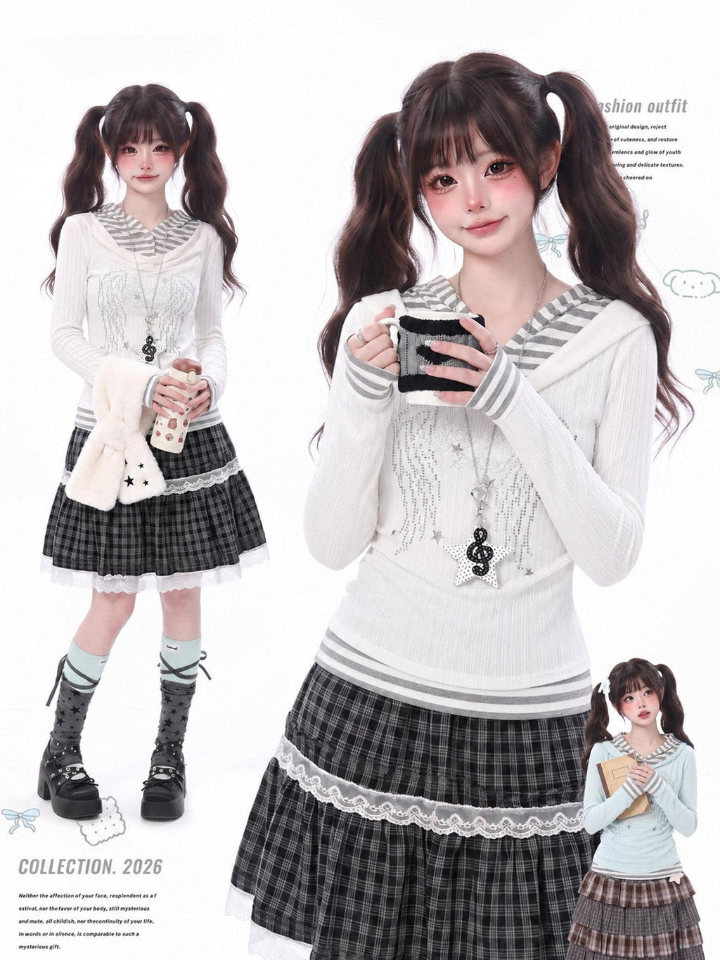 LaceBravo Faux Layered Striped Splice Lace Women's Knitted Slim Fit Long Sleeve T-shirts