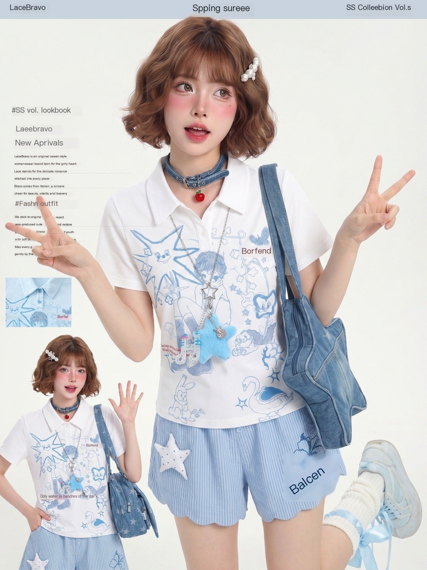 LaceBravo_Girlish_Printed_Polo_Collar_Slim_Fit_Women's_Short_Sleeve_T-shirts_1057363083197_MISSTT