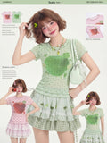 LaceBravo_Lace_Apple_Star_Print_Short_Sleeve_Tee_Bow_Skirt_Women's_Matching_Skirt_Sets_1056010491828_MISSTT