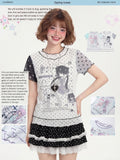 LaceBravo_Lace_Polka_Dot_Print_Faux_Layered_Slim_Fit_Women's_Short_Sleeve_T-shirts_1049233897374_MISSTT