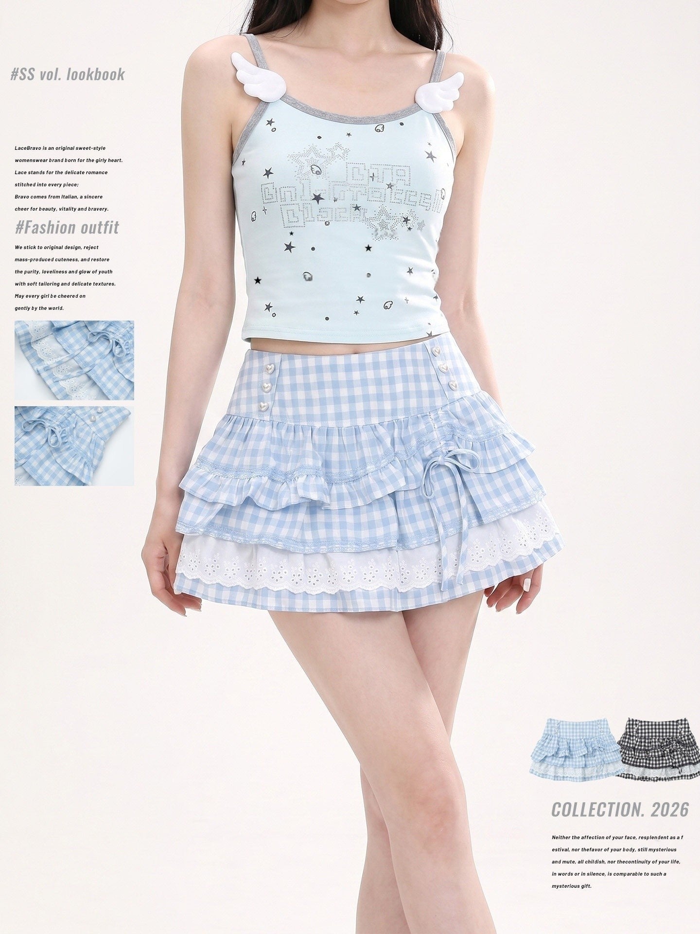 LaceBravo_Plaid_Beaded_Bow_High_Waist_Aline_Women's_Lace_Tiered_Skirts_1054655309078_MISSTT
