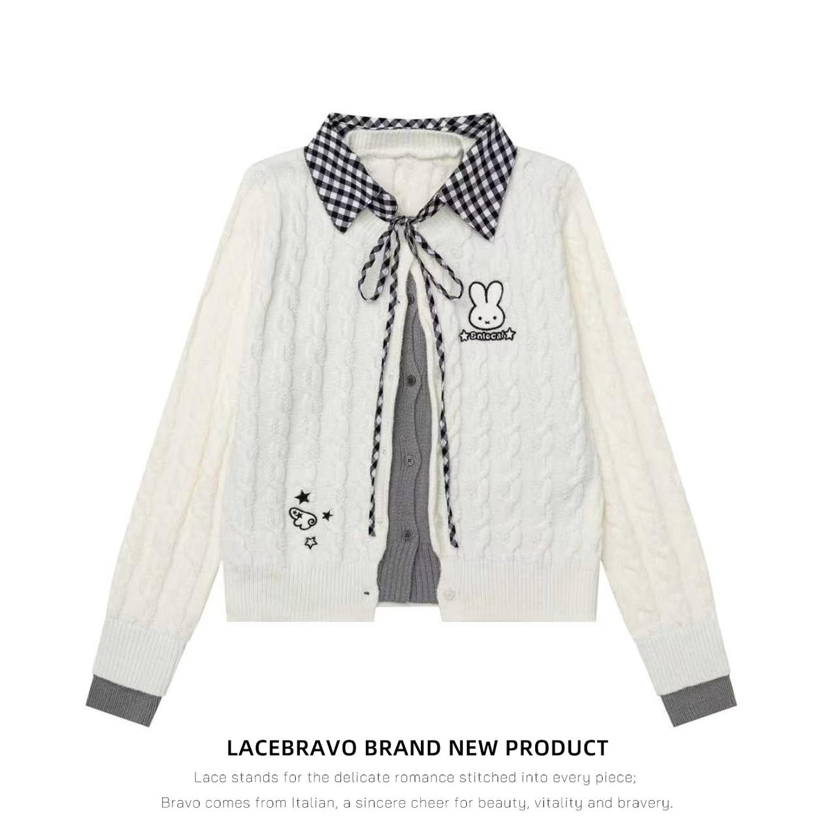 LaceBravo_Plaid_Embroidered_Faux_Two_Piece_Knit_Women's_Cardigans_1082710230481_MISSTT
