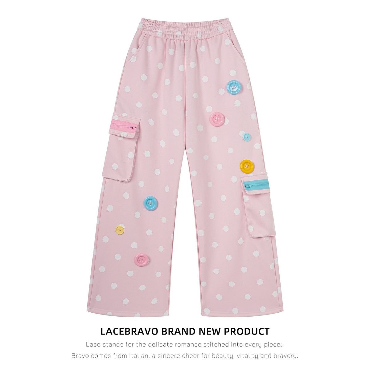 LaceBravo_Polka_Dot_Button_Applique_High_Waist_Straight_Leg_Women's_Cotton_Sweatpants_1088261502117_MISSTT