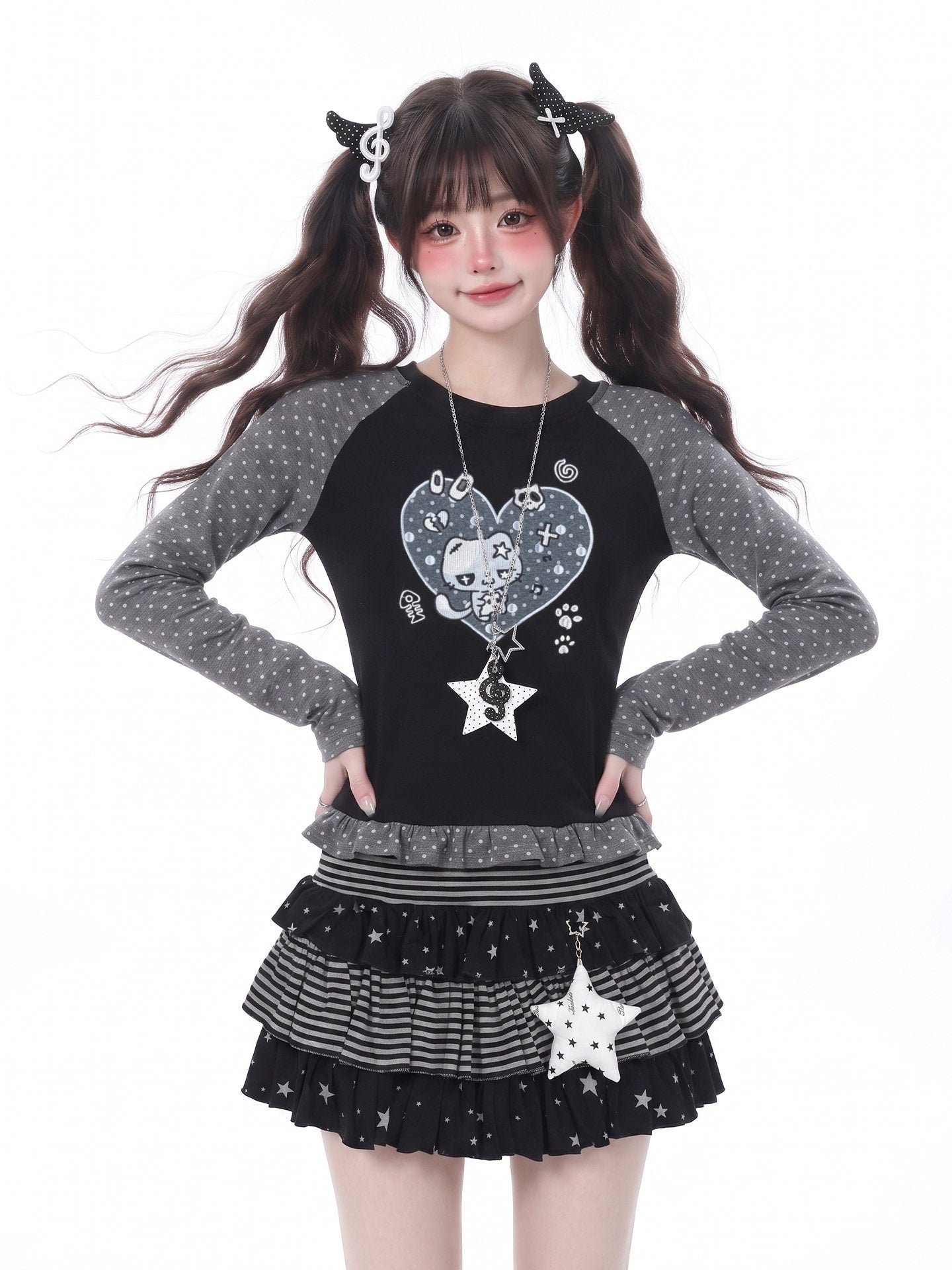 LaceBravo_Polka_Dot_Heart_Embroidered_Slim_Fit_Women's_Lace_Long_Sleeve_T-shirts_1068665599587_MISSTT