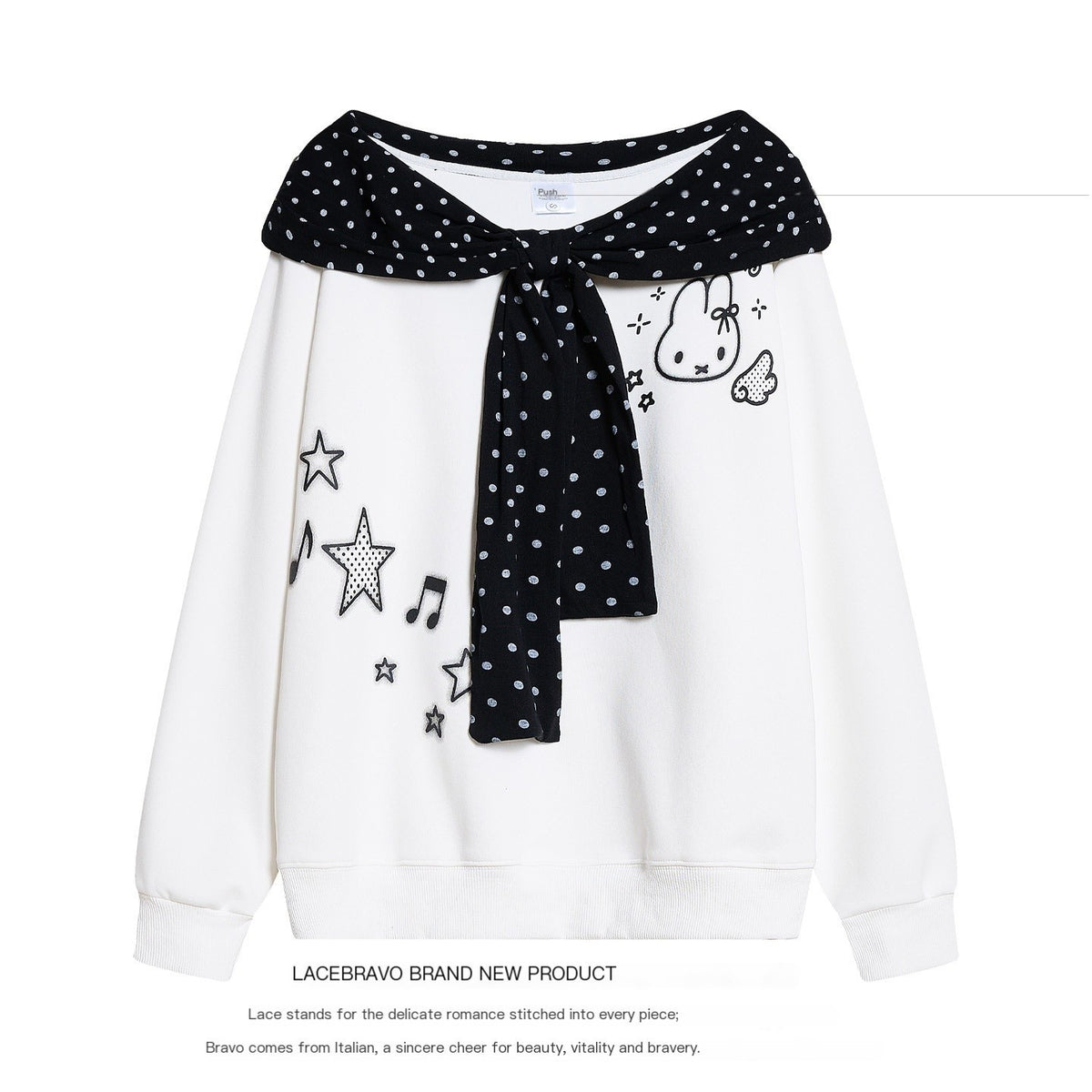 LaceBravo_Polka_Dot_Rabbit_Music_Note_Print_Loose_Fit_Women's_Cotton_Hoodies_1080065414040_MISSTT