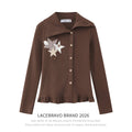 LaceBravo_Star_Check_Applique_Lapel_Collar_Ribbed_Women's_Knit_Cardigans_1072217747061_MISSTT