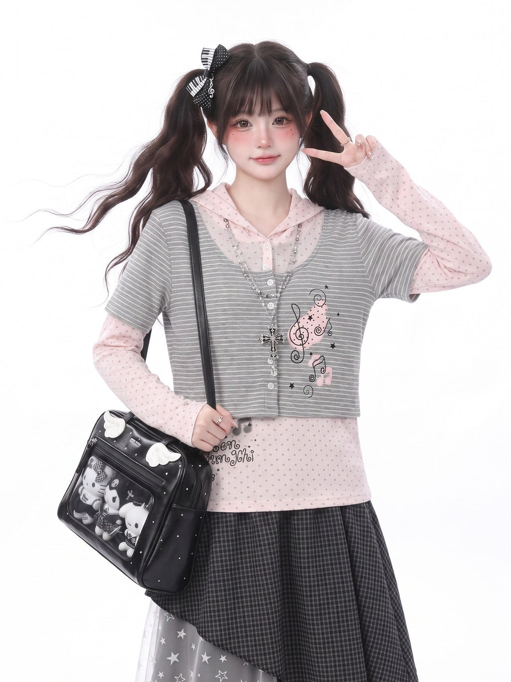 LaceBravo_Striped_Polka_Dot_Faux_Two_Piece_Cardigan_Women's_Long_Sleeve_T-shirts_1069779230642_MISSTT