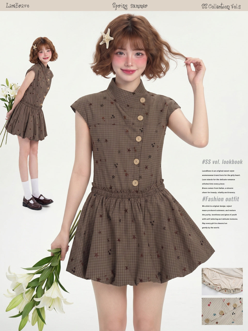 LaceBravo_Vintage_Sweetheart_Star_Check_Waist_Cinching_Aline_Women's_Casual_Mini_Dresses_1057170147055_MISSTT