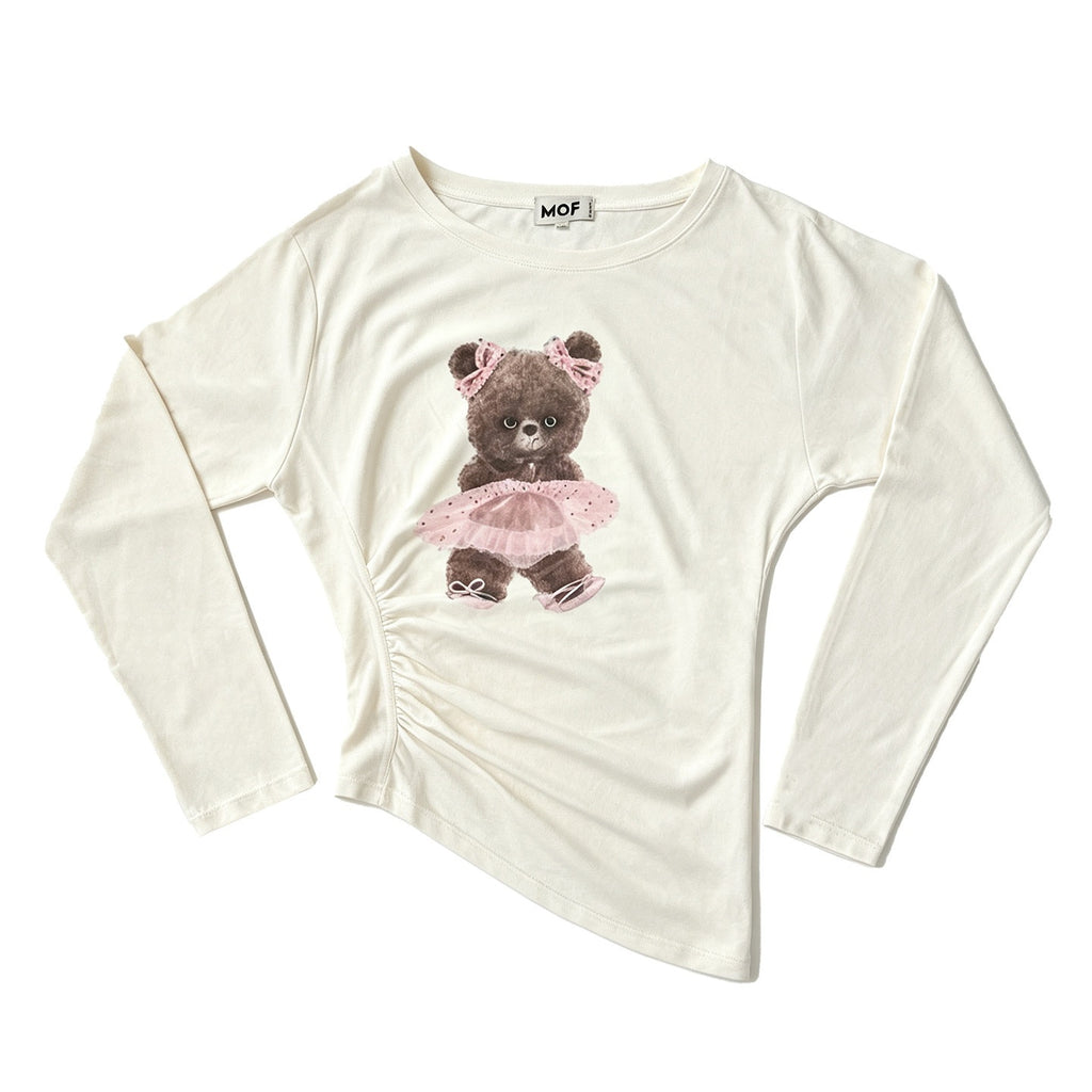MOF_Angry_Bear_Print_One_Shoulder_Sheer_Cropped_Women's_Modal_Long_Sleeve_T-shirts_1071208128805_MISSTT