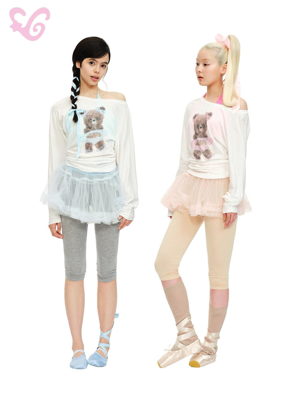 MOF Angry Bear Print One Shoulder Sheer Cropped Women's Modal Long Sleeve T-shirts