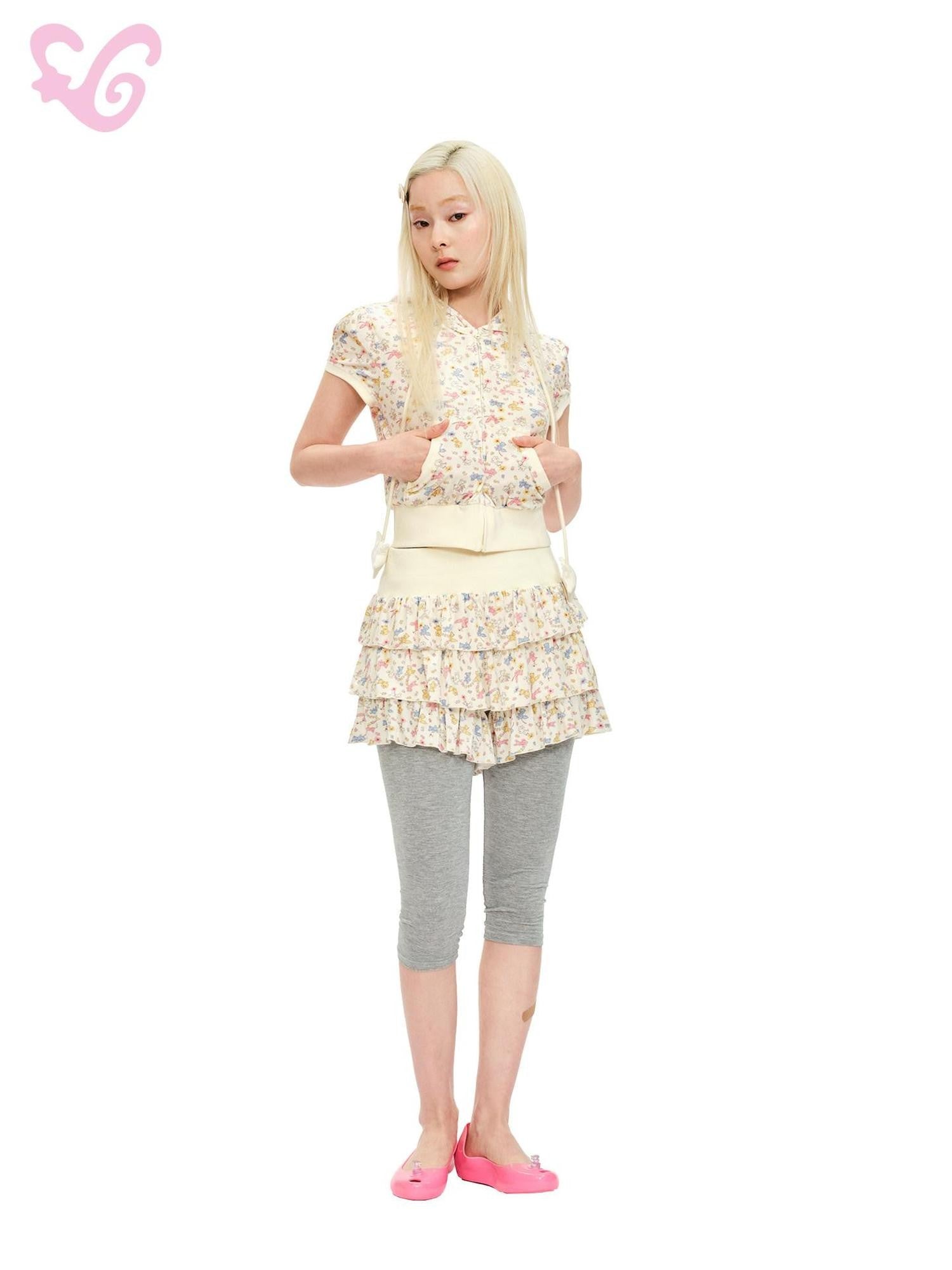 MOF Animal Print Hooded Short Sleeve Women's Velvet High Waist Matching Skirt Sets