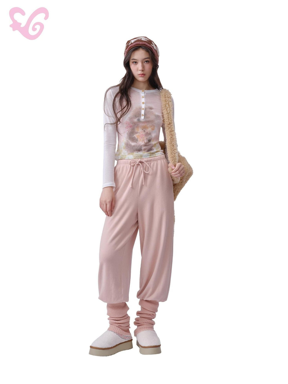 MOF Asymmetric Ribbed Panel Solid Color Acrylic Blend Women's Sweatpants
