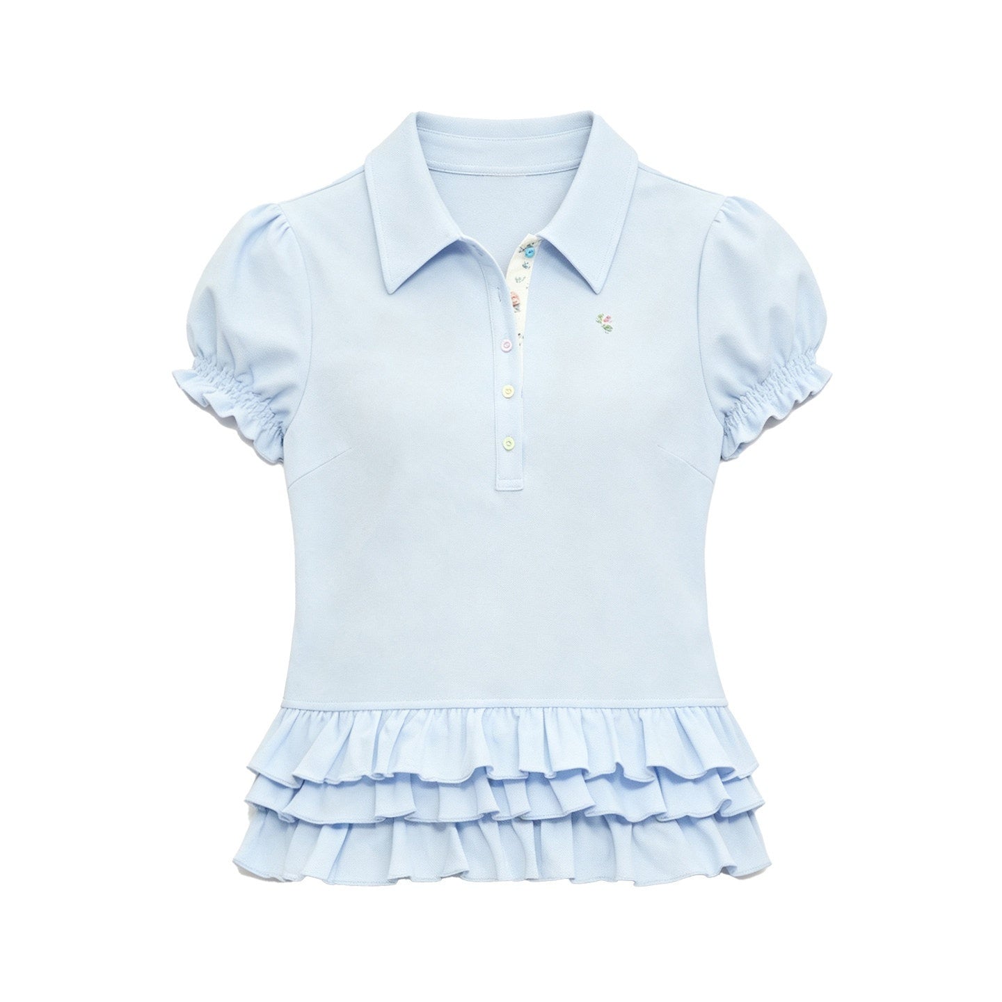MOF_Beaded_Floral_Lace_Hem_Puff_Sleeve_Women's_Cotton_Polo_Short_Sleeve_T-shirts_1053276199139_MISSTT