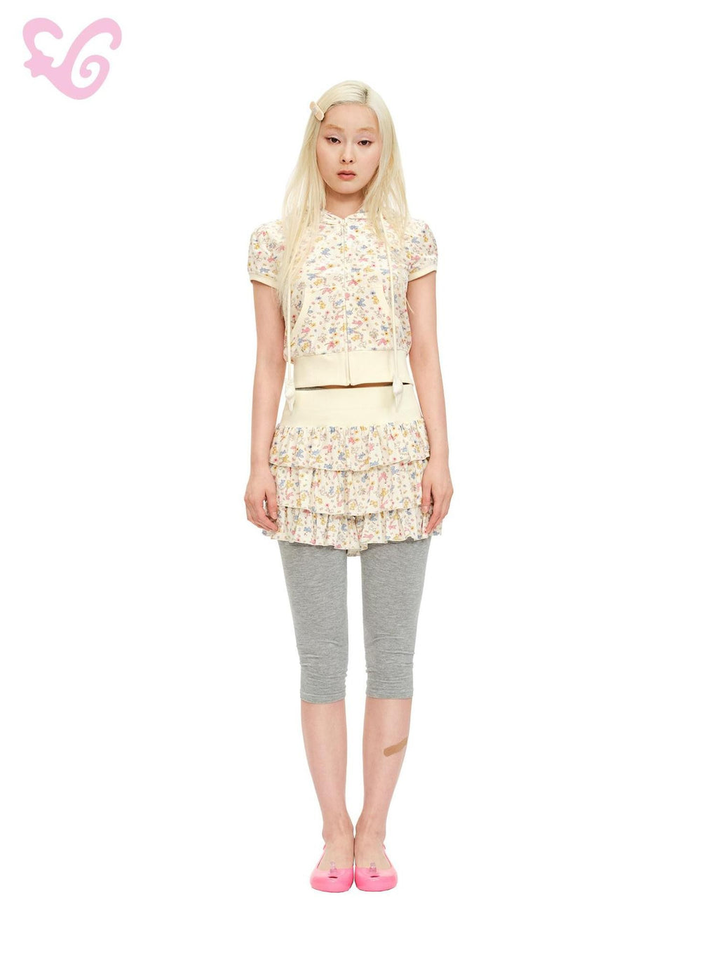 MOF Beige Animal Print Tiered Pleated Ruffle Women's Velvet Mini Skirts