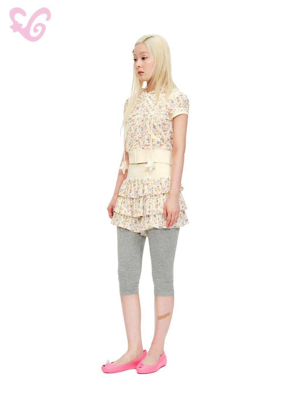 MOF Beige Animal Print Tiered Pleated Ruffle Women's Velvet Mini Skirts