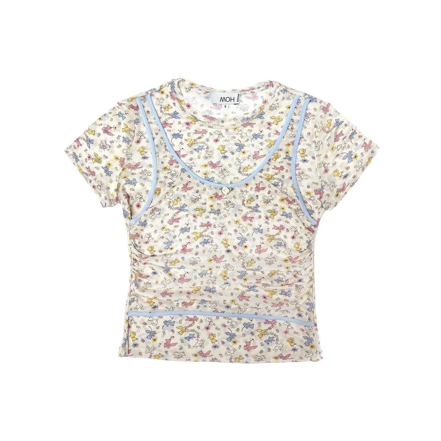 MOF_Beige_Mesh_Rose_Animal_Print_Faux_Two_Piece_Women's_Short_Sleeve_T-shirts_1066291409573_MISSTT