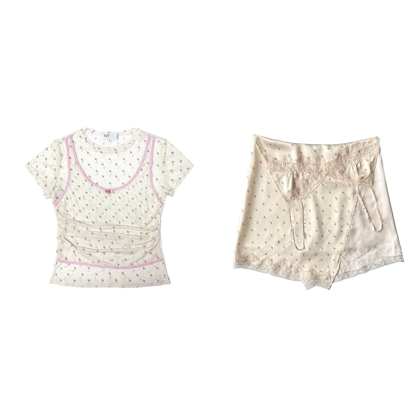 MOF_Beige_Mesh_Rose_Animal_Print_Faux_Two_Piece_Women's_Short_Sleeve_T-shirts_1066291409573_MISSTT