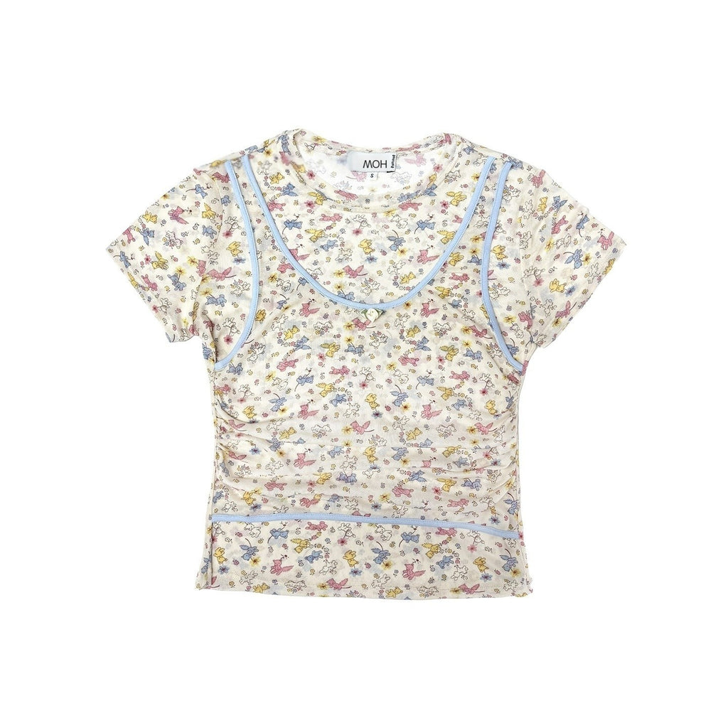 MOF_Beige_Rose_Floral_Printed_Faux_Two_Piece_Women's_Mesh_Short_Sleeve_T-shirts_1056031676400_MISSTT
