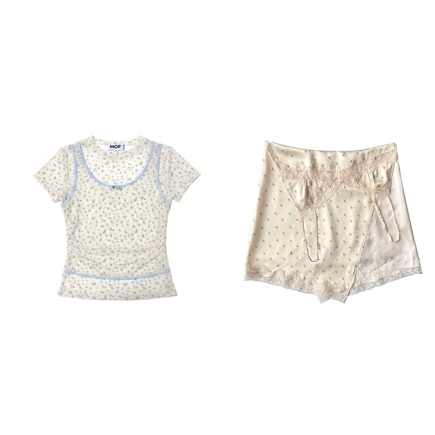 MOF_Beige_Rose_Floral_Printed_Faux_Two_Piece_Women's_Mesh_Short_Sleeve_T-shirts_1056031676400_MISSTT