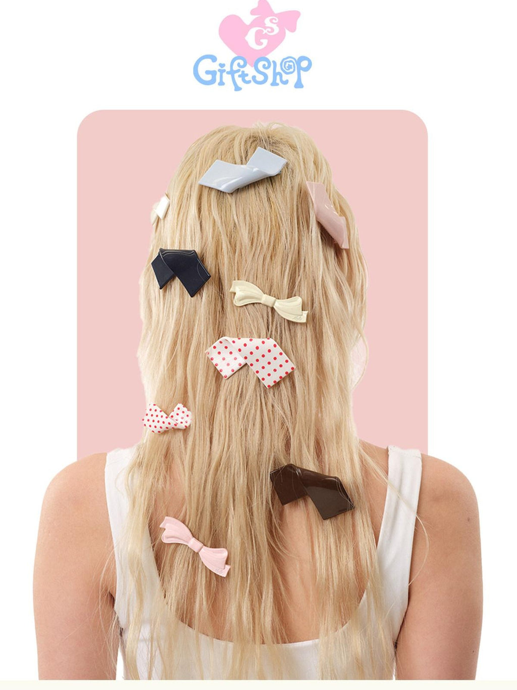 MOF Black White Polka Dot Triangle Bow Side Bangs Women's Hair Clips