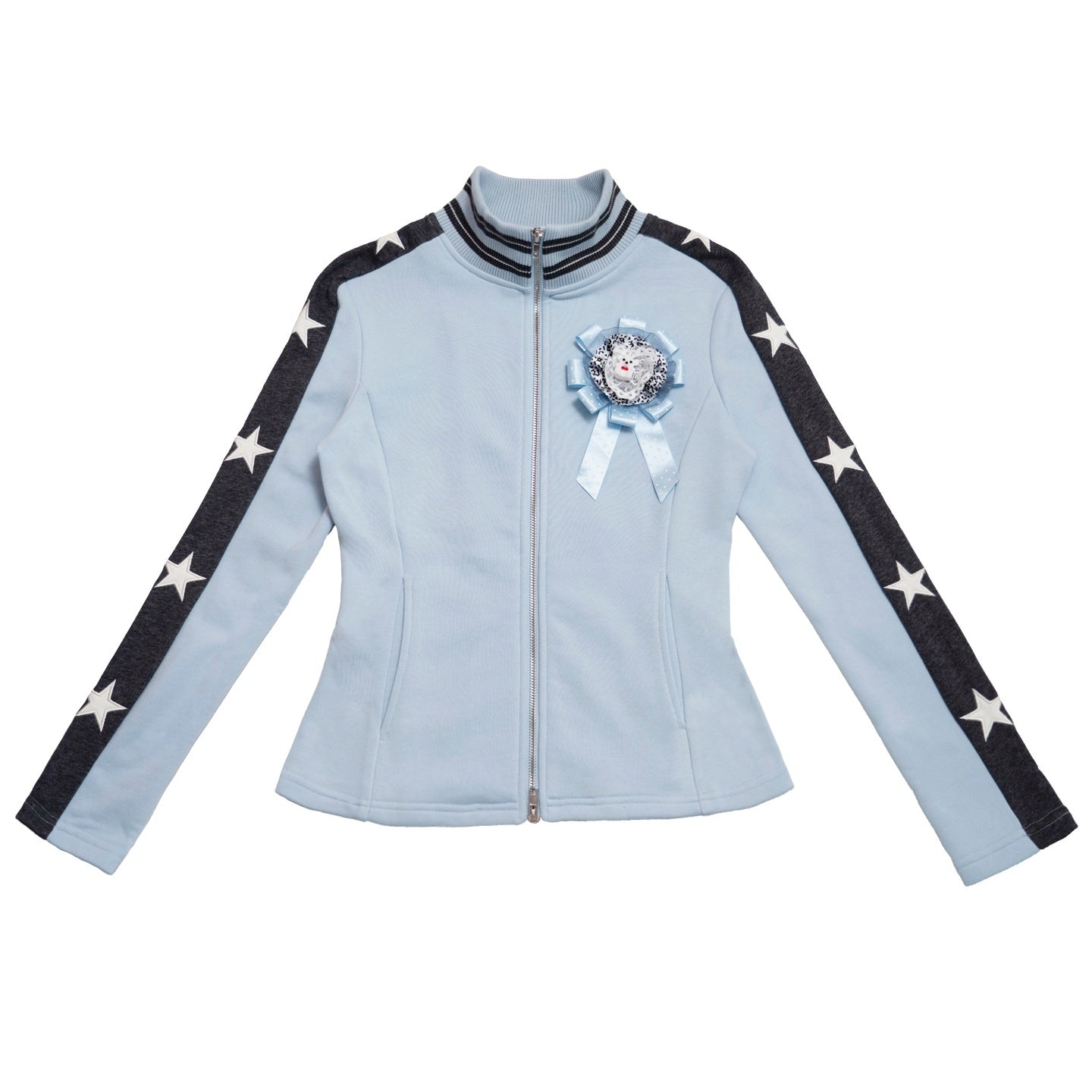 MOF_Blue_Grey_Star_Contrast_Stand_Collar_Zip_Women's_Cotton_Tracksuit_Sets_1040547690356_MISSTT
