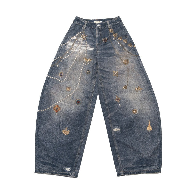 MOF_Blue_Loose_3d_Gem_Brooch_Curved_Blade_Print_Women's_Denim_Barrel-leg_Jeans_972769703624_MISSTT
