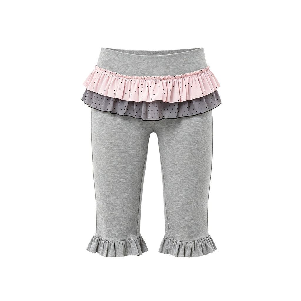 MOF_Gray_Polka_Dot_Ruffle_Hem_Skirt_Overlay_Vintage_Women's_Spandex_Bermuda_Shorts_1045998783673_MISSTT