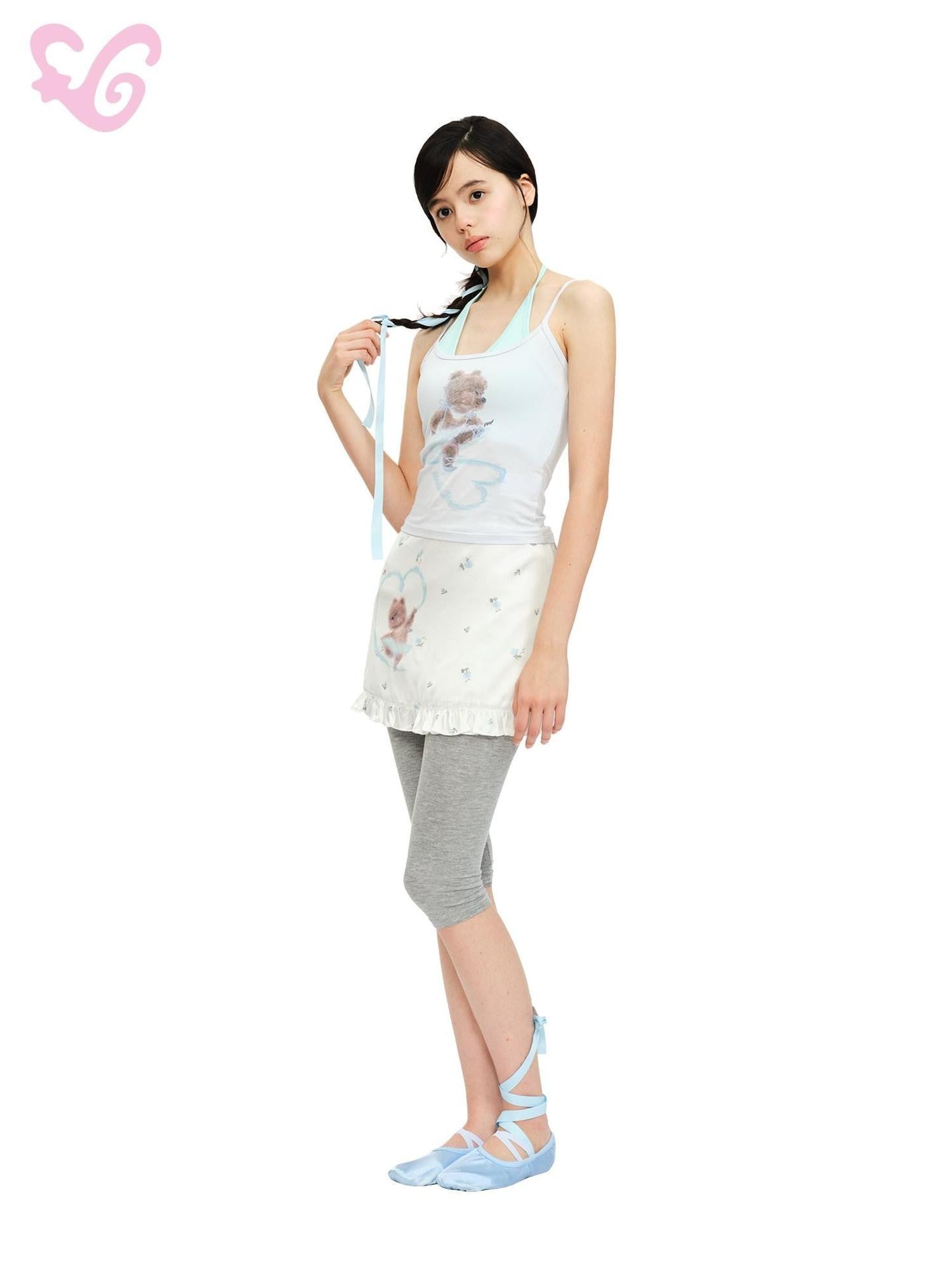 MOF Heart Bear Printed U Neck H Shape Cropped Breathable Women's Camisoles
