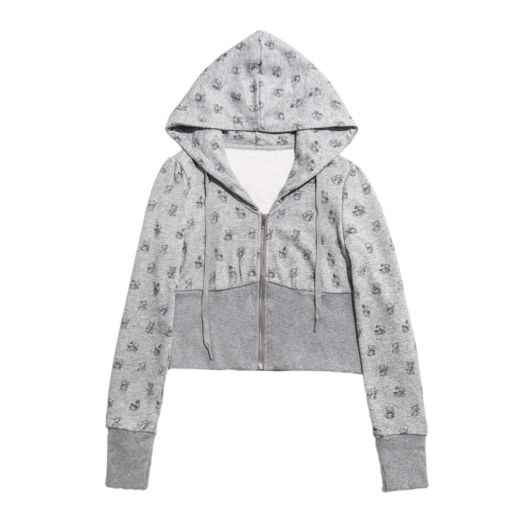 MOF_Hooded_Cat_Print_Polka_Dot_Short_Slim_Women's_Skort_Tracksuit_Sets_1039774003448_MISSTT