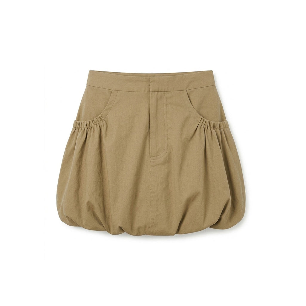 MOF_Khaki_Gathered_Pleated_Pocket_A_Line_Mid_Waist_Women's_Cotton_Blend_Skorts_1071151708801_MISSTT