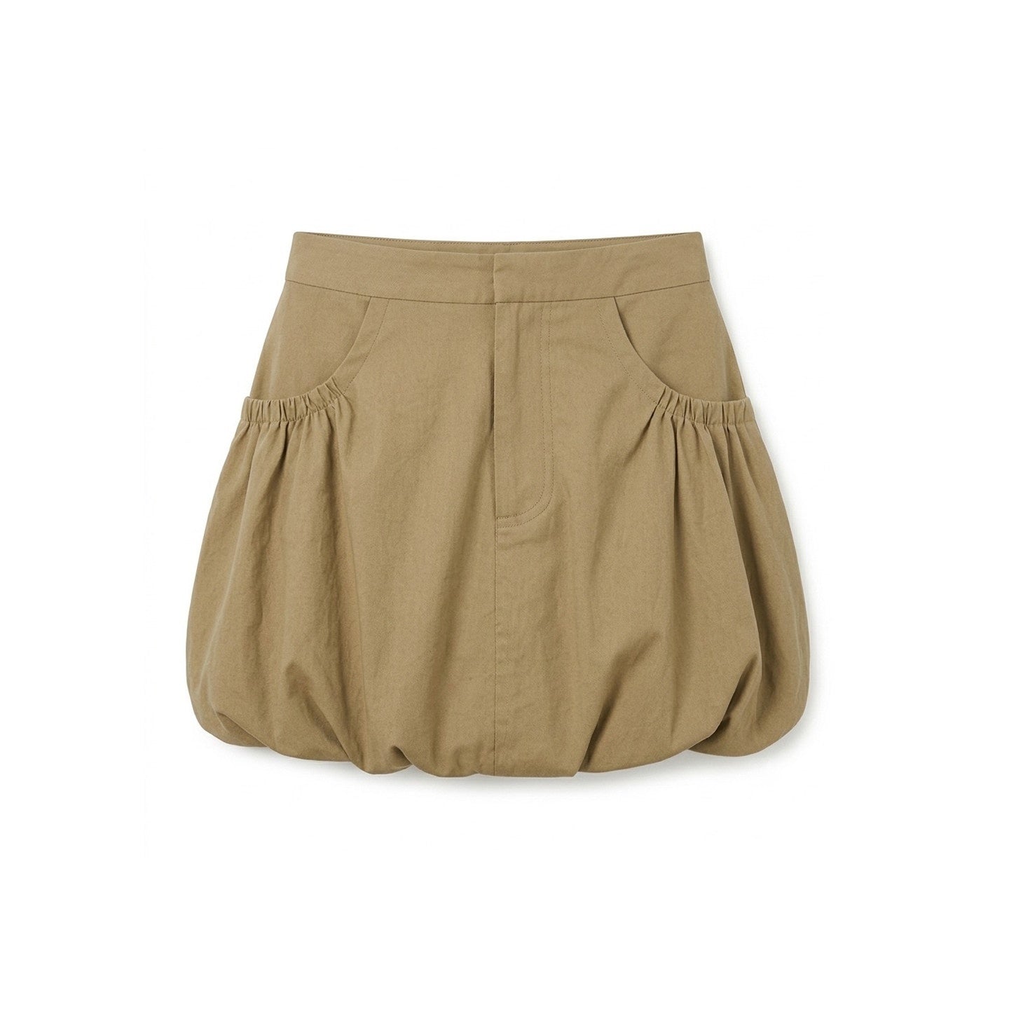 MOF_Khaki_Gathered_Pleated_Pocket_A_Line_Mid_Waist_Women's_Cotton_Blend_Skorts_1071151708801_MISSTT