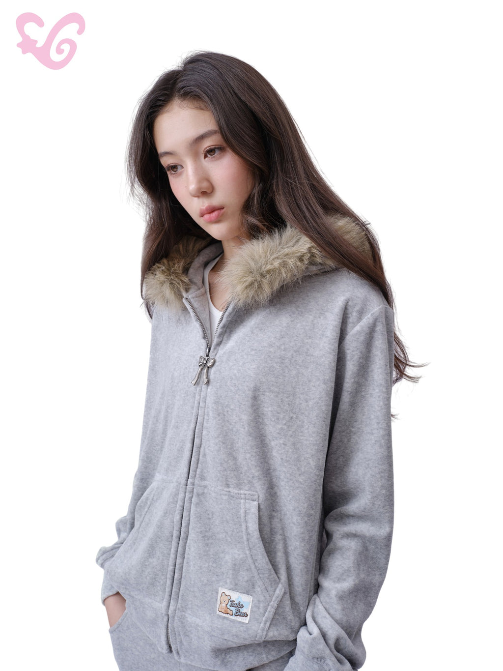 MOF Loose Fit Applique Fleece Long Sleeve Women's Cotton Zip-up Hoodies