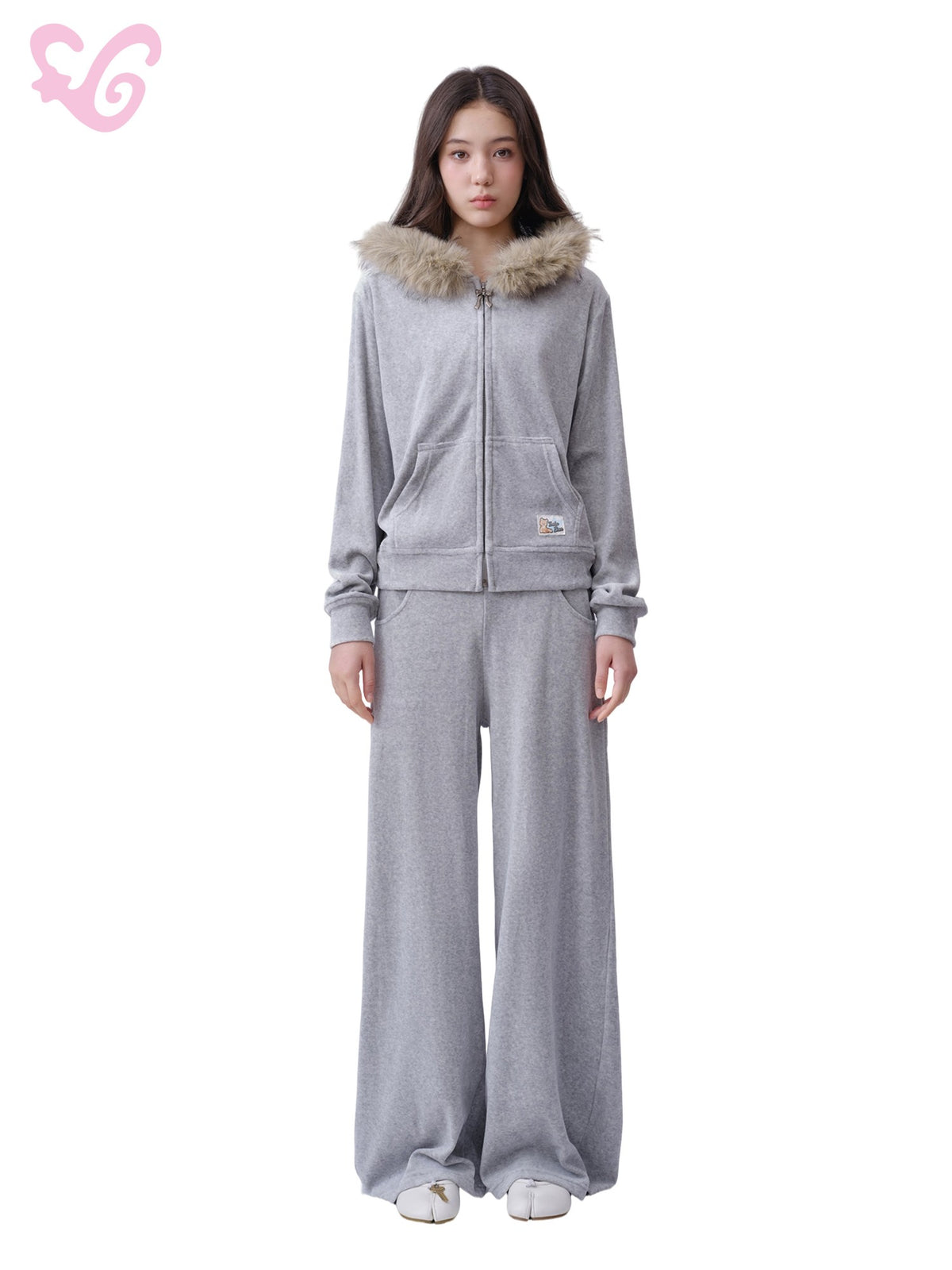 MOF Loose Fit Applique Fleece Long Sleeve Women's Cotton Zip-up Hoodies