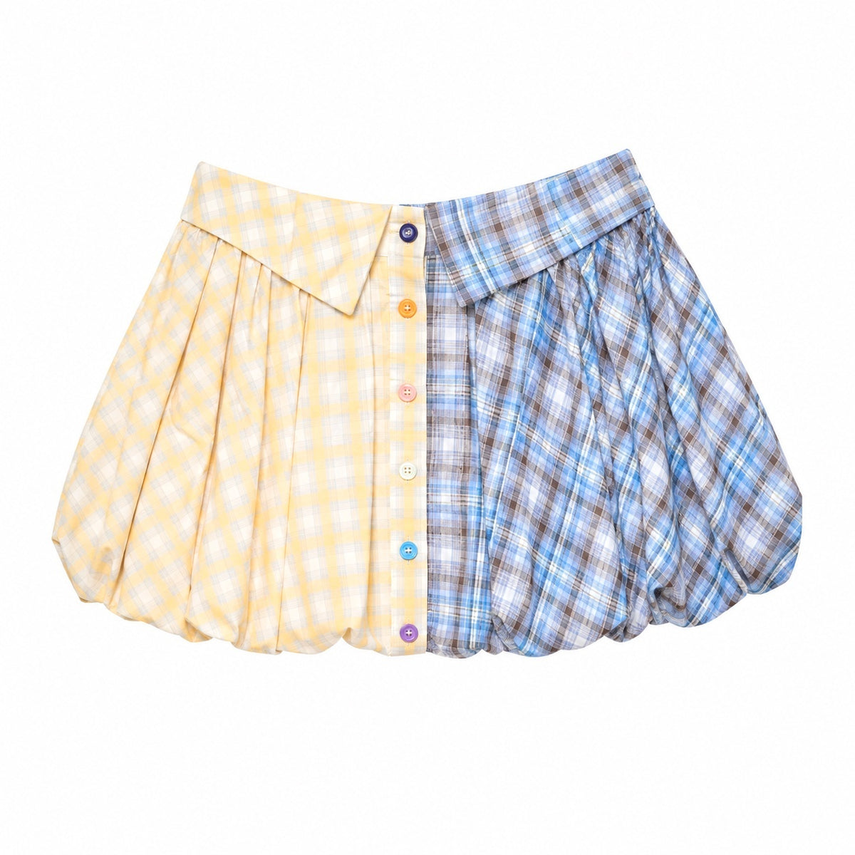 MOF_Plaid_Color_Block_Bubble_Ruched_Reversible_Women's_Cotton_Mini_Skirts_1073974907414_MISSTT