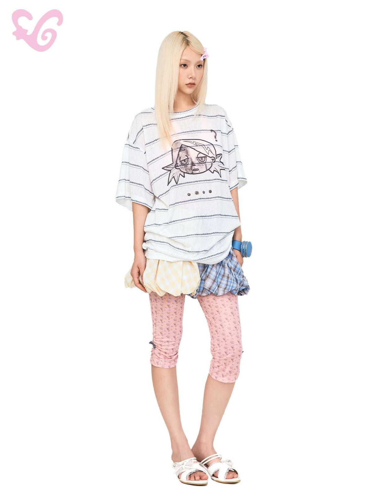 MOF Plaid Color Block Bubble Ruched Reversible Women's Cotton Mini Skirts