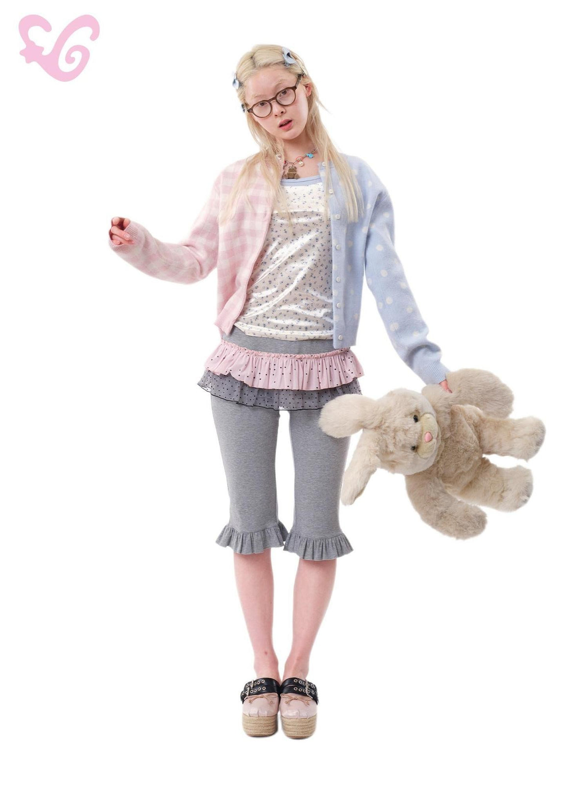 MOF Polka Dot Color Block Diy Patchwork Cardigan Women's Knit Sweaters