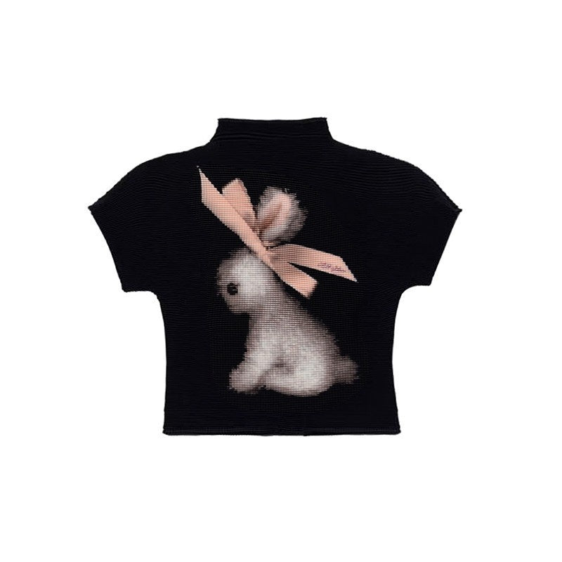 MOF_Ribbon_Rabbit_Cartoon_Print_Pleated_Half_High_Collar_Women's_Slim_T-shirts_1060000963829_MISSTT