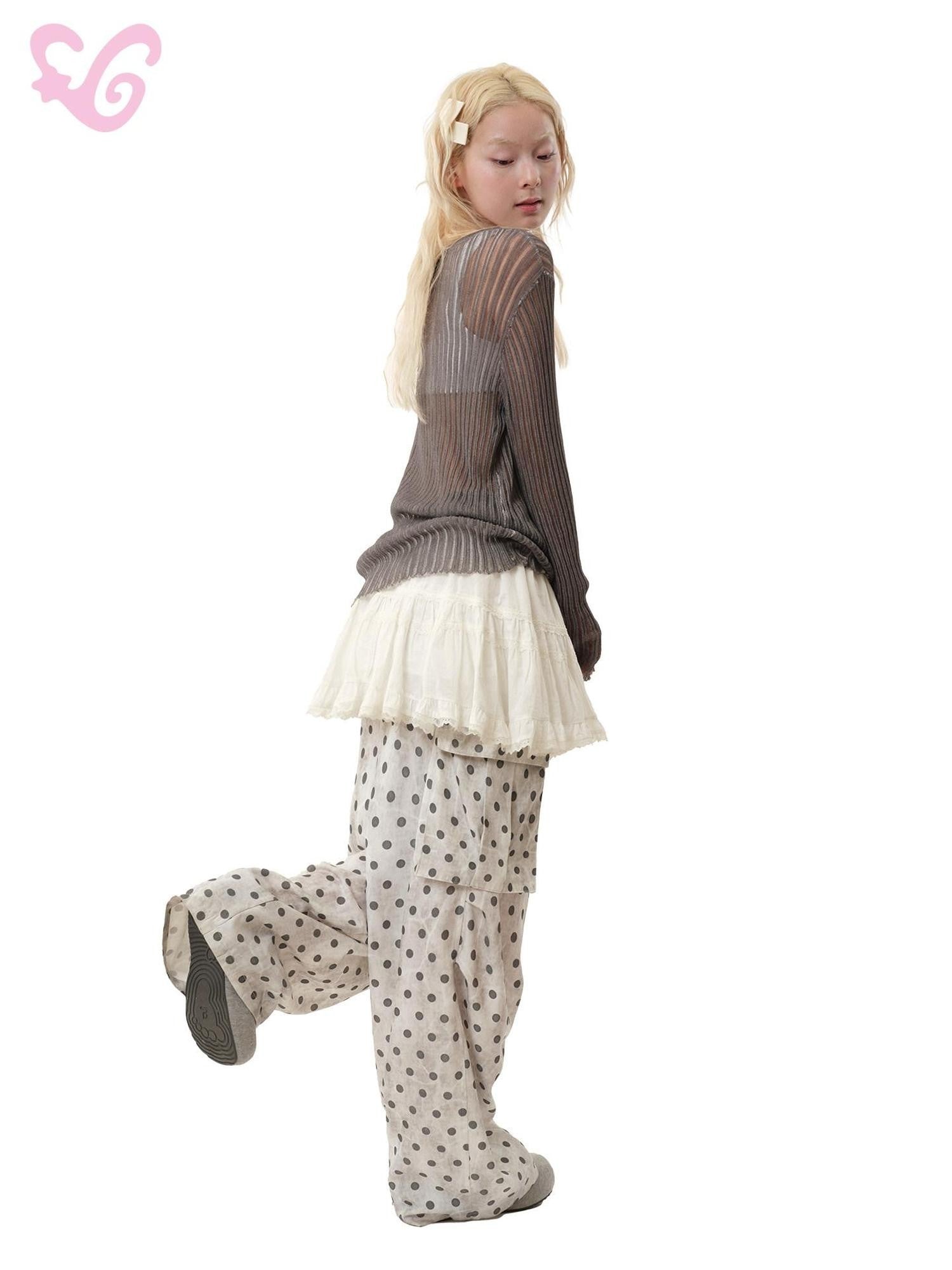 MOF Ribbon Rabbit Cartoon Print Women's Viscose Knit Long Sleeve T-shirts