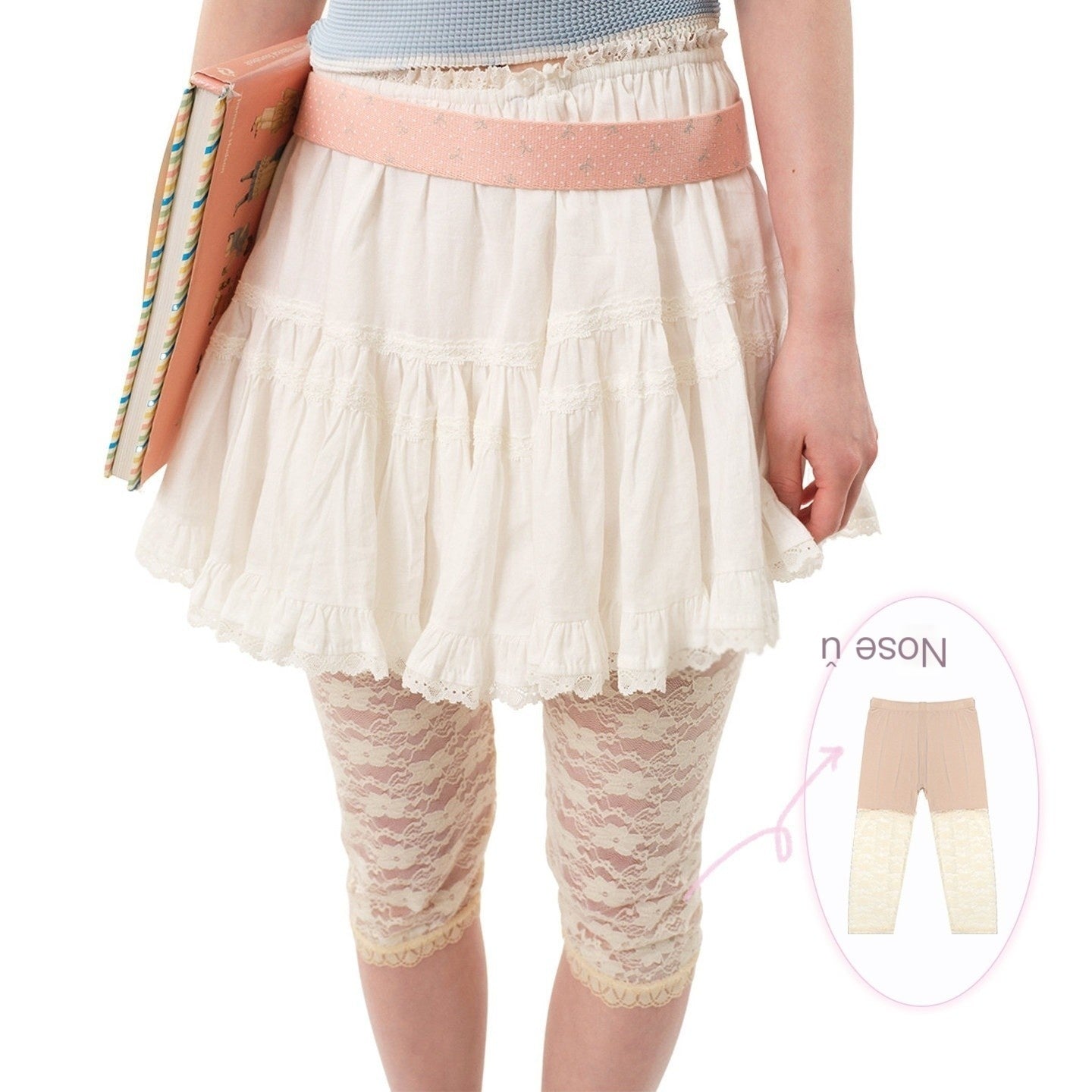 MOF_White_Lace_Pleated_Flared_Low_Waist_Women's_Cotton_Mini_Skirts_1042051808444_MISSTT