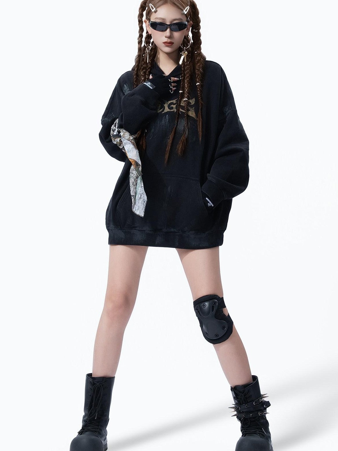 MOGONGSHE American Retro Hiphop Graphic Print Women's Heavyweight Long Sleeve Hoodies