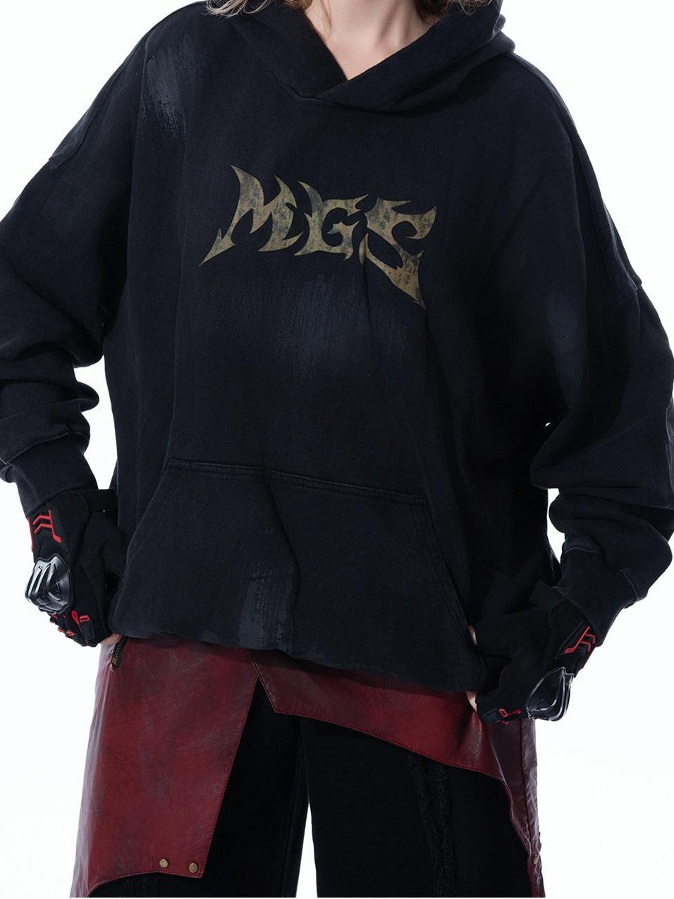 MOGONGSHE American Retro Hiphop Graphic Print Women's Heavyweight Long Sleeve Hoodies