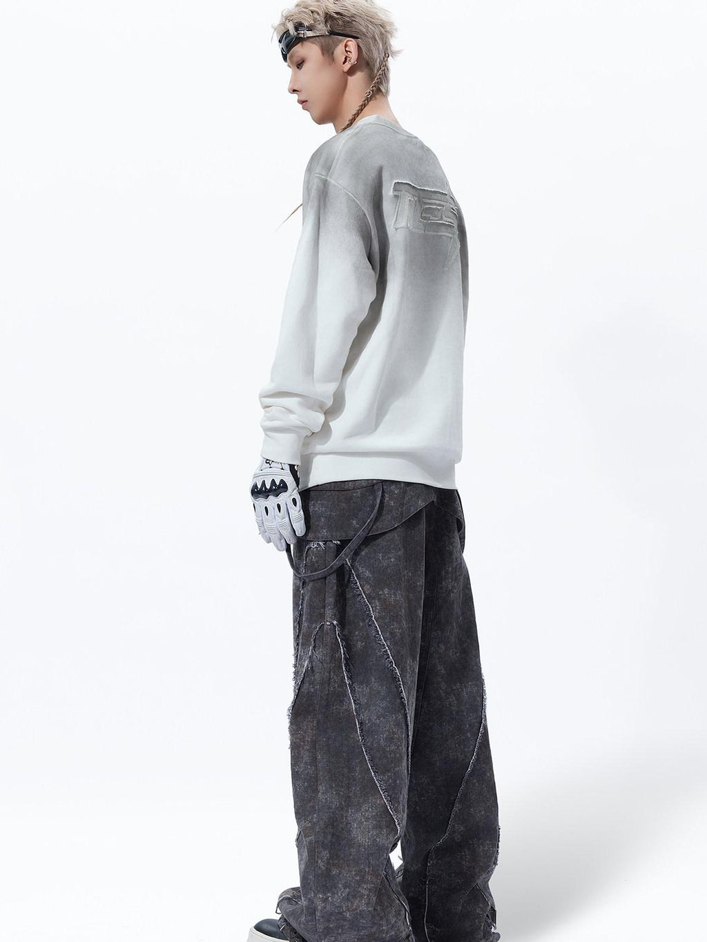 MOGONGSHE American Street Hoodless Oversized Women's Cotton Fleece Crewneck Sweatshirts