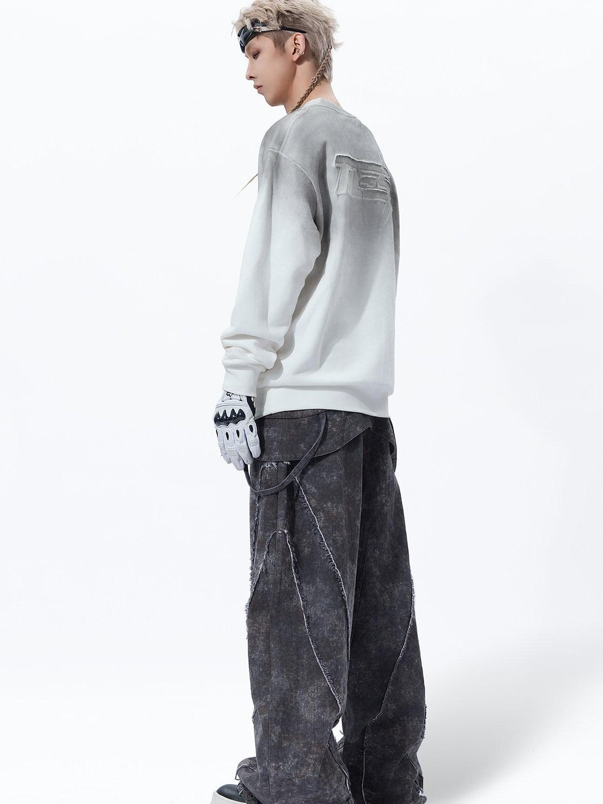MOGONGSHE American Street Hoodless Oversized Women's Cotton Fleece Crewneck Sweatshirts